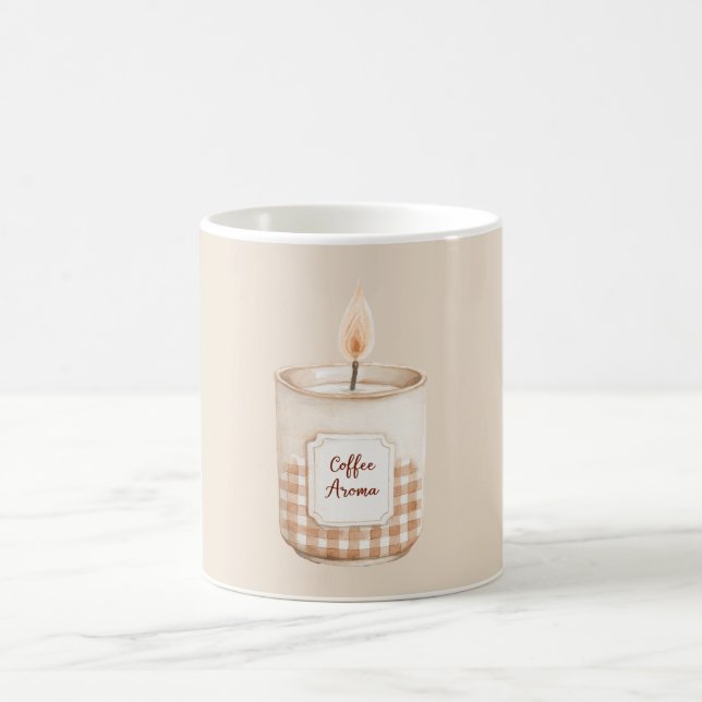 Mug Bougie Carreaux Crème Arôme Café (Centre)