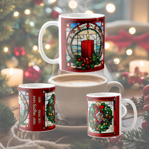 Mug Bougie de Noël Rouge Fausse Verre Peint Personnali