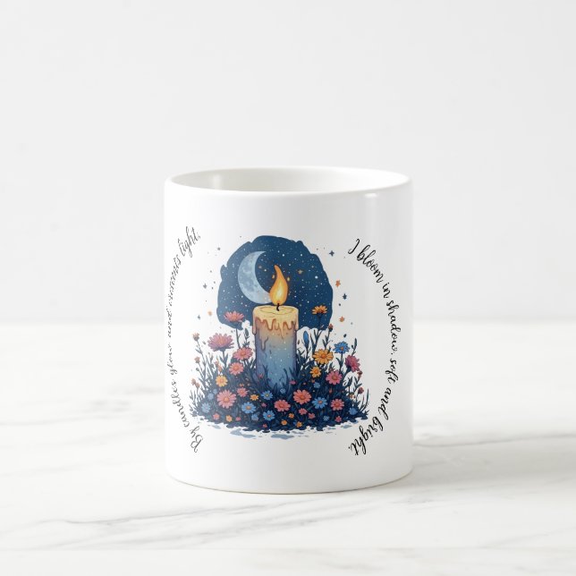 Mug Bougie et fleurs sous l'art céleste de la lune (Centre)