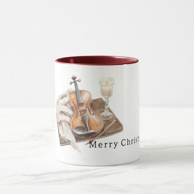 Mug Bougie Violon de Noël Chaleureuse et Chaud (Centre)