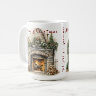 Mug Bougies de Noël Cheminée Belle Couronne de Houx