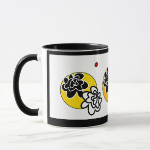 Mug Bouillie de café Fleur convivial jaune rouge géo