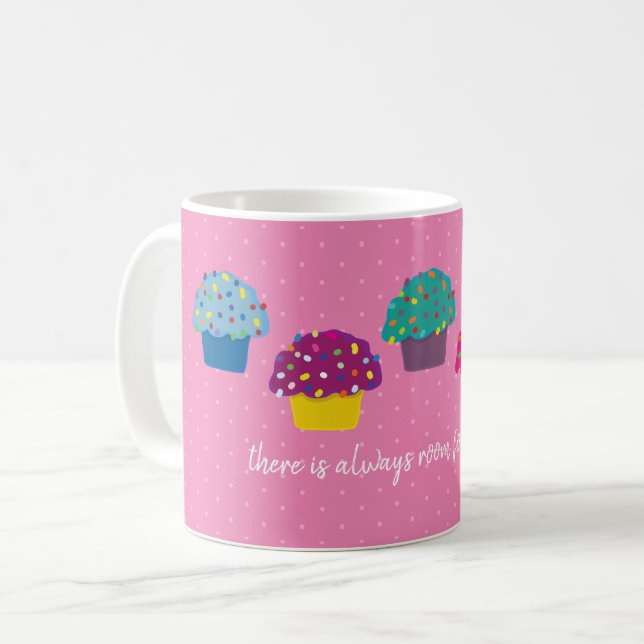 Mug Boulangerie Cupcake Frosted Wimsical Rose Polka Do (Devant gauche)