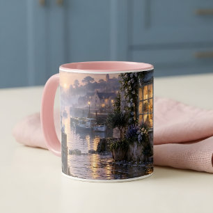 Mug Boulangerie de village côtier au lever du soleil