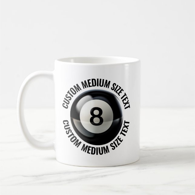 Mug Boule 8 personnalisée de taille moyenne Texte sond (Gauche)