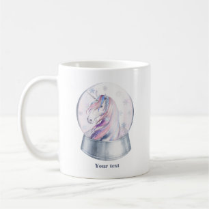 Mug Boule à neige licorne de Noël à l'aquarelle