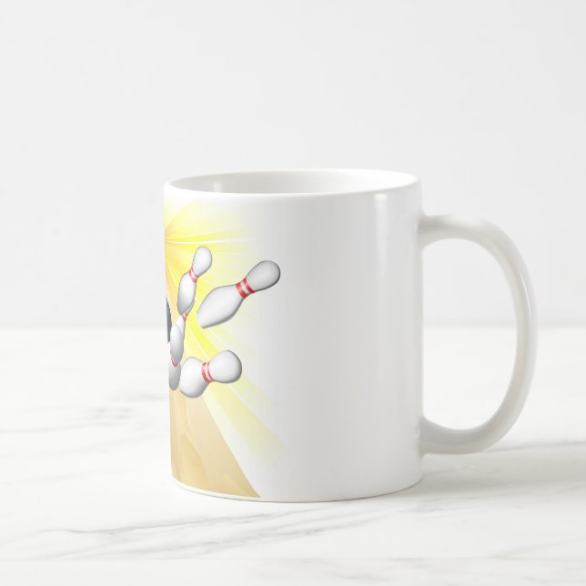 Mug Boule de bowling frappant des goupilles (Droite)