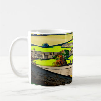 Mug boule de café de la scène du village de uk