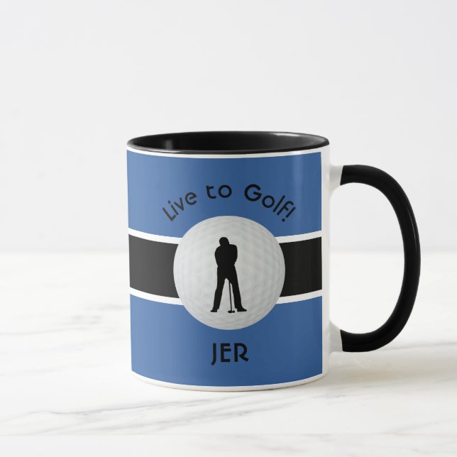 Mug Boule de golf en direct Golfeur Figure noir Monogr (Droite)