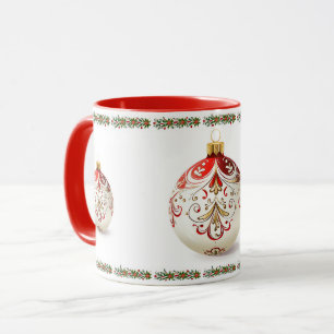 Mug Boule de Noël élégante classique botanique de vaca