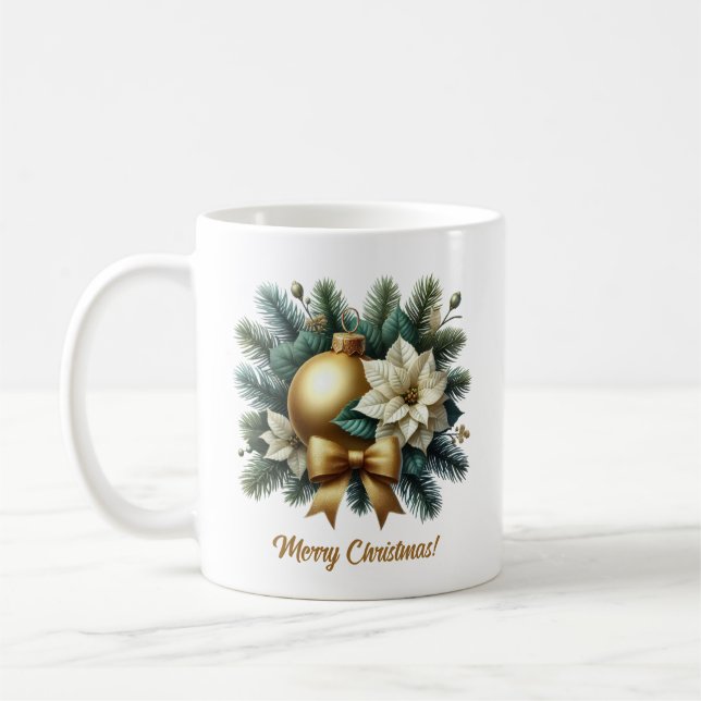 Mug Boule de Noël en lux or coton arc doré (Gauche)