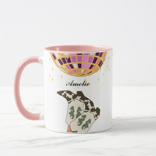 Mug Boule Disco Cowboy de jambes de cowboy moderne (Gauche)