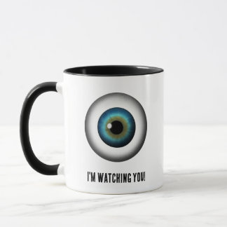 Mug Boule d'oeil bleu rond Je vous regarde