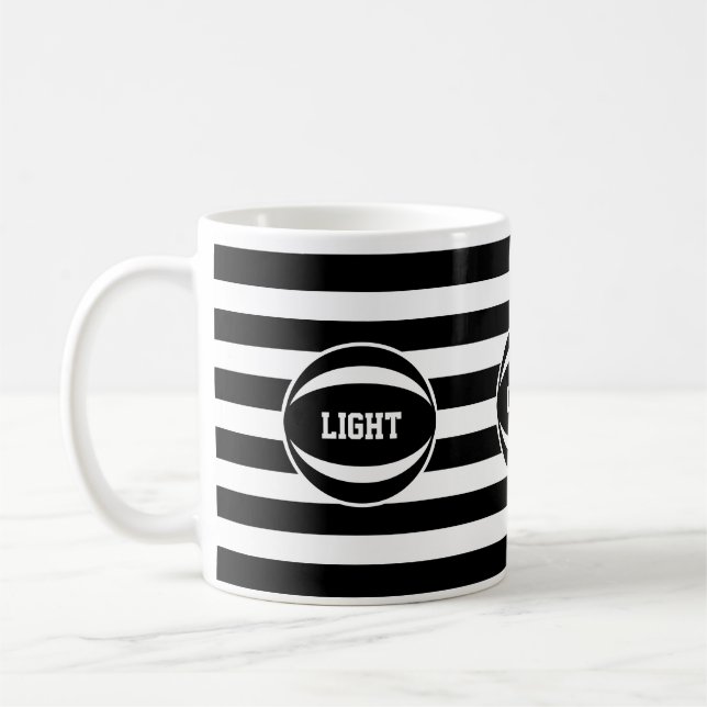 Mug Boule élégante en noir et blanc rayé (Gauche)