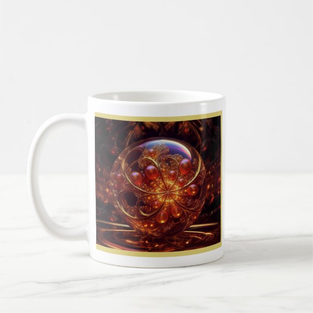 Mug Boule En Verre transparent doré et jaune Fractée (Gauche)