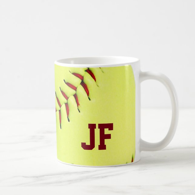 Mug Boule jaune personnalisée du base-ball (Droite)