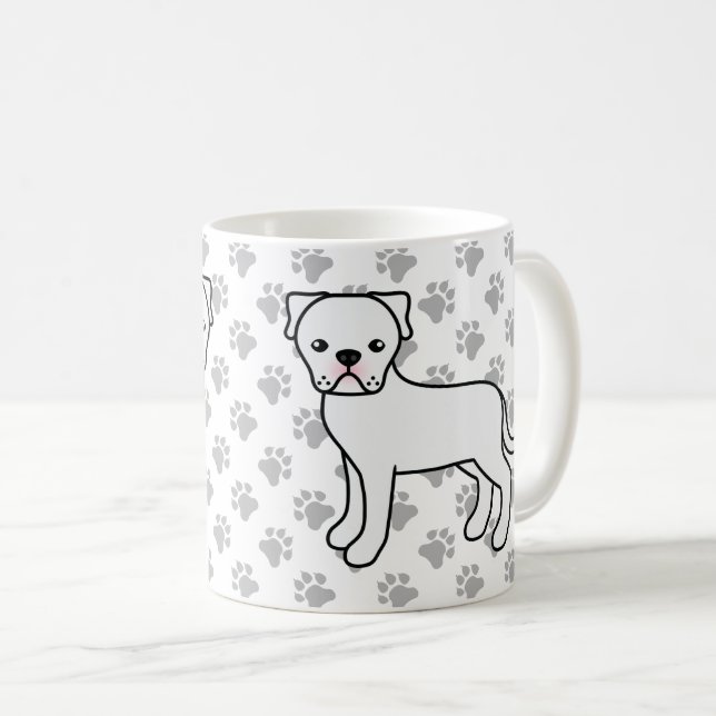 Mug Bouledogue américain blanc Chien de dessin animé m (Devant droit)