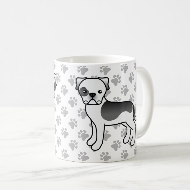 Mug Bouledogue américain pie noir mignon chien de dess (Devant droit)