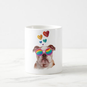 Mug Bouledogue anglais avec coeurs Saint-Valentin