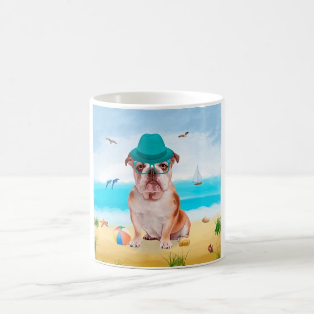 Mug Bouledogue anglais sur la plage (Centre)