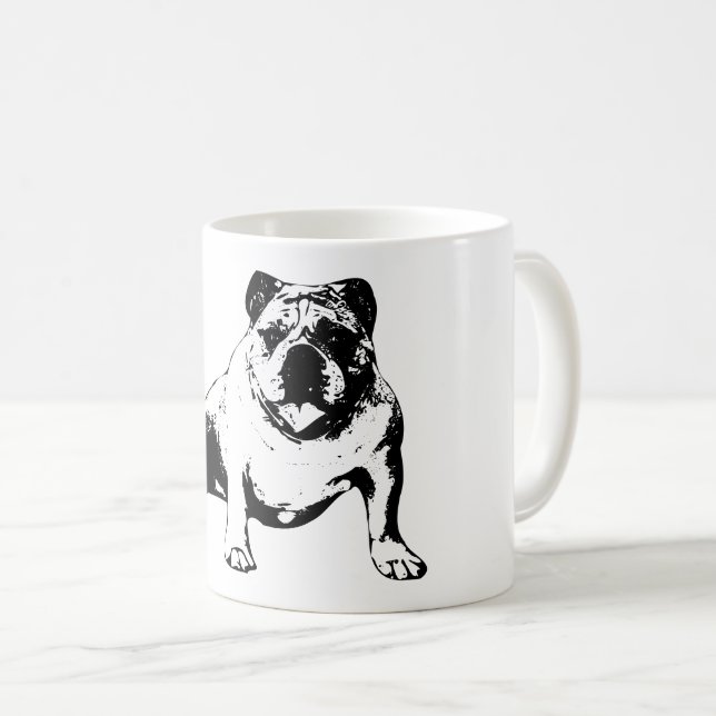 Mug Bouledogue assis avec la langue dehors (Devant droit)