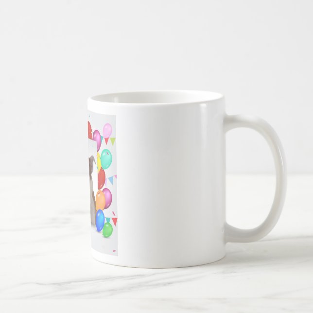 Mug Bouledogue avec ballons colorés thème d'anniversai (Droite)