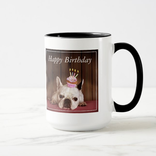 Mug Bouledogue français avec le petit gâteau (Droite)