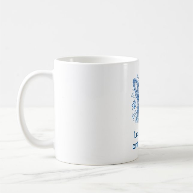 Mug Bouledogue français bleu doodle ligne art frenchie (Gauche)