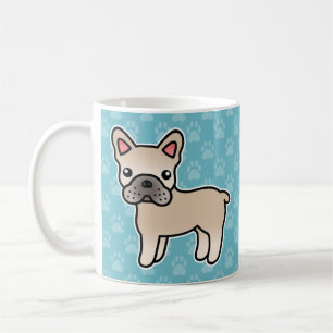 Mug Bouledogue français de dessin animé crème
