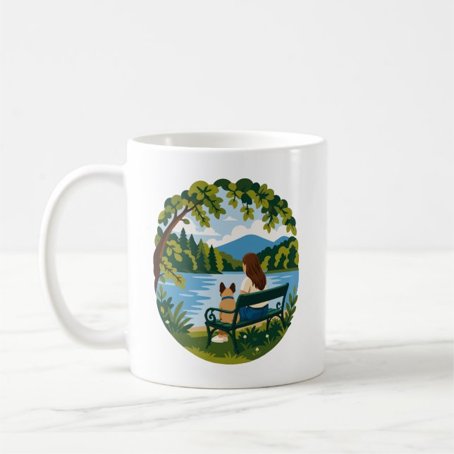 Mug Bouledogue français et maman de chien, scène de ba (Gauche)