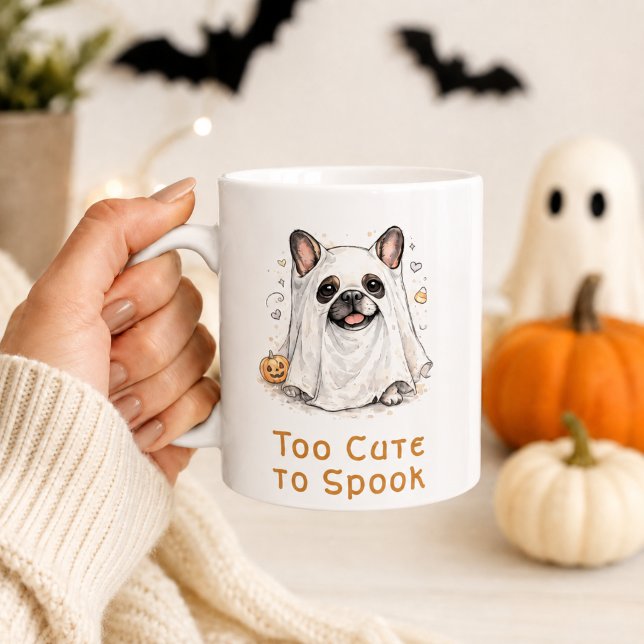 Mug Bouledogue français Halloween Mignon Fantôme (Créateur téléchargé)