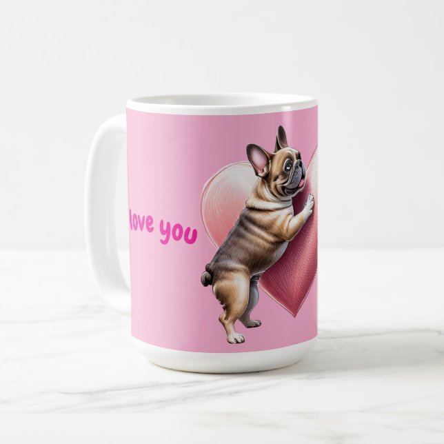 Mug Bouledogue français je t'aime Saint-Valentin (Devant gauche)