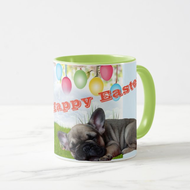 Mug Bouledogue français Joyeuses Pâques Bouledogue fra (Devant droit)
