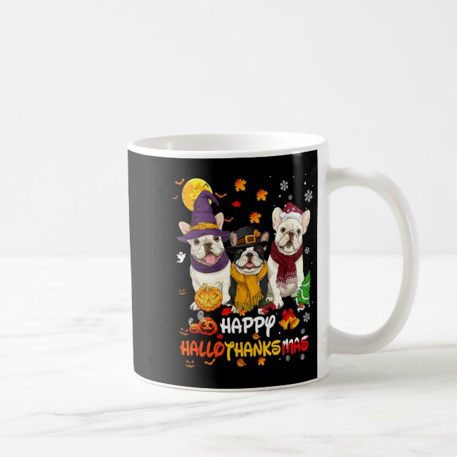 Mug Bouledogue Français Joyeux Hallothanksmas Amoureux (Droite)