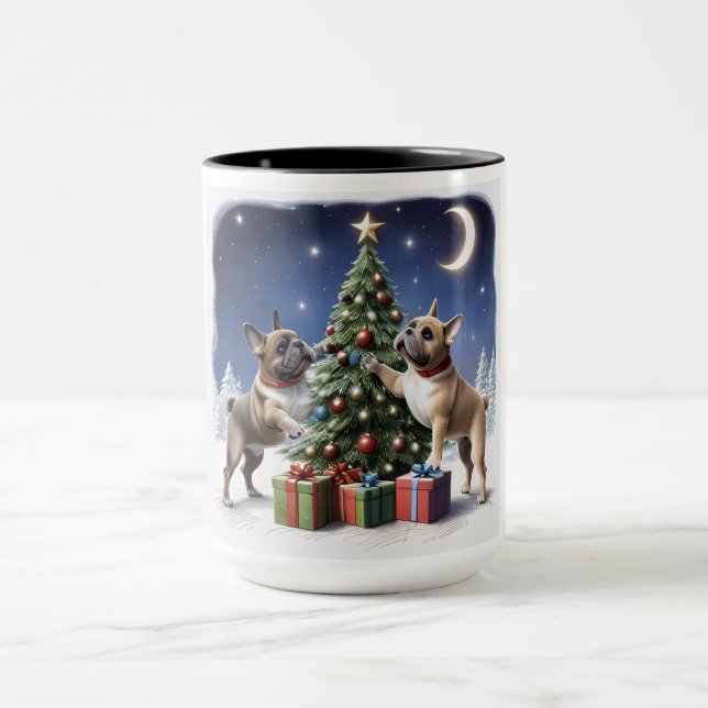Mug Bouledogue français Noël arbre Bulldog (Centre)