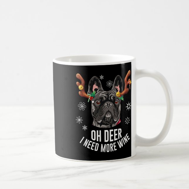 Mug Bouledogue français noir de Noël bois de cerf vin  (Droite)