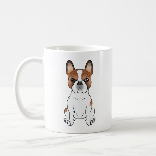 Mug Bouledogue Français Pie Rouge Chien de Dessin Anim (Gauche)