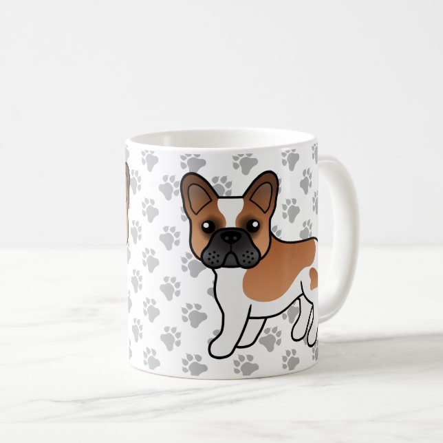 Mug Bouledogue Français Pie Rouge Chien de Dessin Anim (Devant droit)