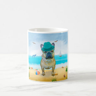 Mug Bouledogue français sur la plage
