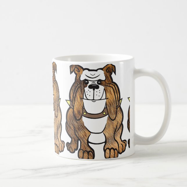 Mug bouledogue panaché de blanc dessin animé (Droite)