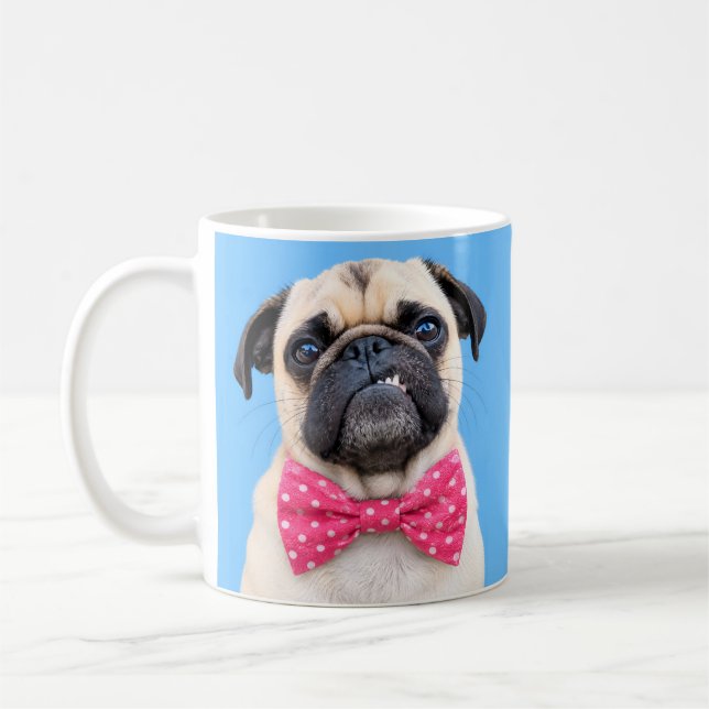 Mug Bouledogue portant un nœud rose (Gauche)