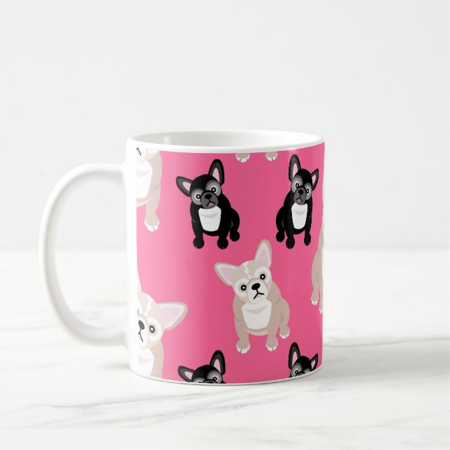 Mug Bouledogues français de Français roses mignons (Gauche)