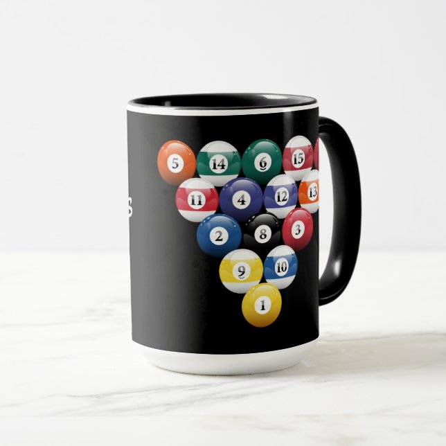 Mug Boules de billard rackées (Devant droit)