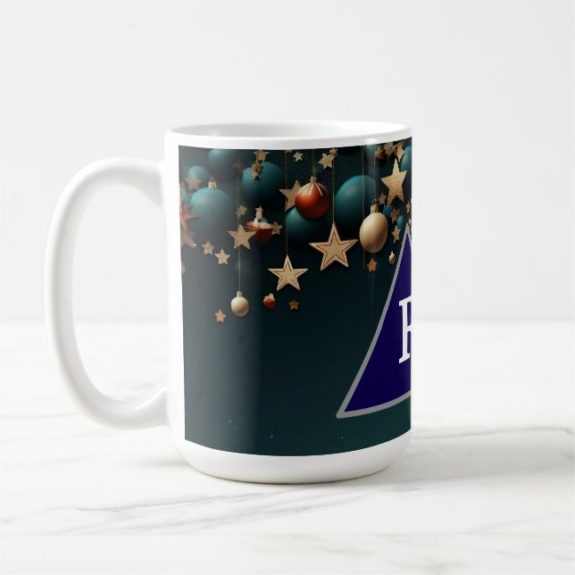 Mug Boules de Noël colorées et étoiles (Gauche)