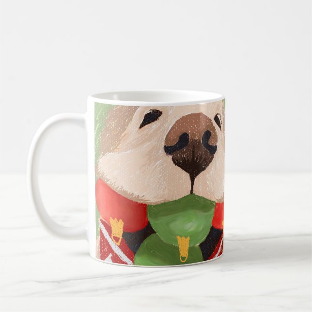 Mug Boules de Noël Retriever doré Bouche Cadeau mignon (Gauche)
