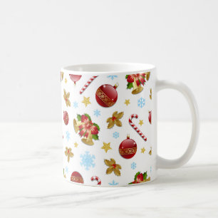 Mug Boules de Noël rouges et dorées, saint de Noël