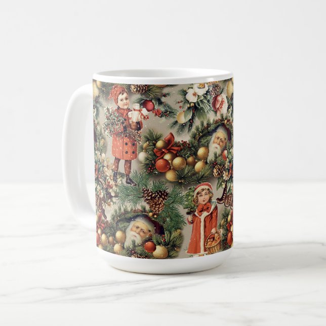 Mug Boules de Noël Victoriennes Vintage (Devant gauche)