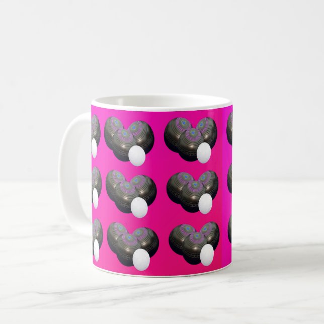 Mug Boules De Pelouse Rose Chaud, Boue De Café (Devant gauche)