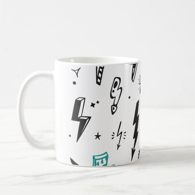 Mug Boulons de foudre, ensemble de gribouillis dessiné (Gauche)