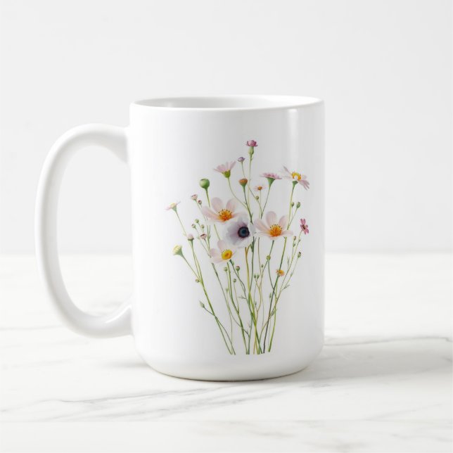 Mug Bouquet aquarelle de fleurs sauvages (Gauche)